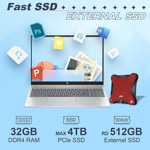 كمبيوتر محمول للأعمال HP Pavilion 16t-af000، شاشة لمس 16 بوصة FHD+، معالج Intel Core 7 150U 10 النواة، ذاكرة الوصول العشوائي 32 جيجابايت، 4 تيرابايت SSD، Wi-Fi 6، لوحة مفاتيح بإضاءة خلفية، HDMI، Windows 11 Pro، أزرق، مع حزمة SSD خارجية سعة 512 جيجابايت in Saudi Arabia