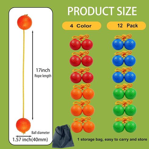 12 Pack Ladder Balls Ladder Toss Balls Ladder Ball Replacement Balls with Storage Bag for Toss Match (red Blue Orange Green) in Saudi Arabia