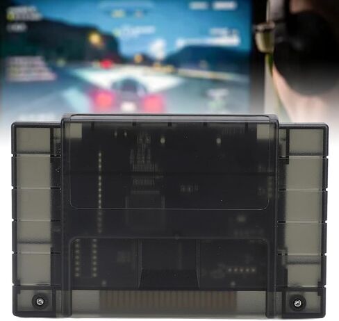 3000 in 1 V1.0 Game Cartridge with 8GB Memory Card for SNES Console, Supports FAT16 FAT32 File System, Automatic Save Function, Compatible with USA SNES Systems (Transparent Black) in Saudi Arabia
