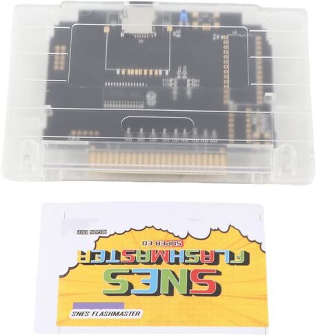 3000 in 1 V1.0 Game Cartridge with 8GB Memory Card for SNES Console, Supports FAT16 FAT32 File System, Automatic Save Function, Compatible with USA SNES Systems (Transparent Black) in Saudi Arabia