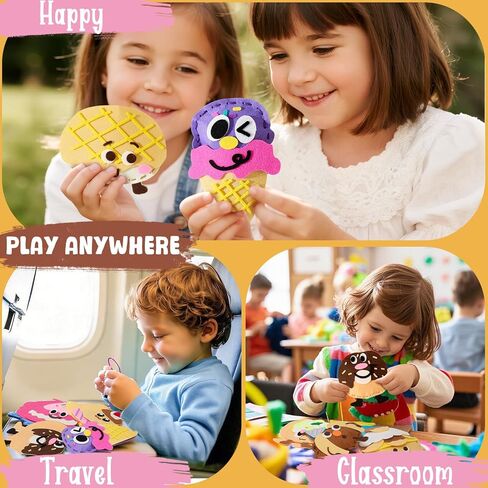 مجموعة الخياطة Toylink DIY للأطفال الذين تتراوح أعمارهم بين 4-12 عامًا، 12 مجموعة أدوات صناعة الحلوى مع فتحات مثقوبة مسبقًا، إبر بلاستيكية حادة، حشو قطني - مجموعة الخياطة الأولى ألعاب تعليمية STEM للفتيات والأولاد هدية عيد ميلاد in Kuwait