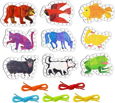 Ai fsem Brown Bear Brown Bear What Do You See Lacing Cards Felt Pieces Sewing Cards Lacing Toy Fine Motor Activities Montessori Toys Toddler Crafts in Saudi Arabia