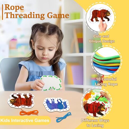 Ai fsem Brown Bear Brown Bear What Do You See Lacing Cards Felt Pieces Sewing Cards Lacing Toy Fine Motor Activities Montessori Toys Toddler Crafts in Saudi Arabia