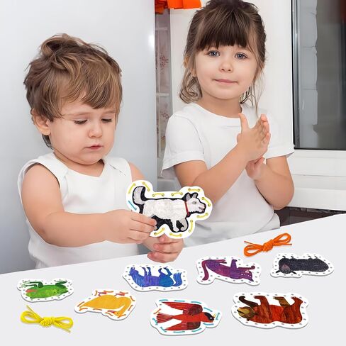 Ai fsem Brown Bear Brown Bear What Do You See Lacing Cards Felt Pieces Sewing Cards Lacing Toy Fine Motor Activities Montessori Toys Toddler Crafts in Saudi Arabia