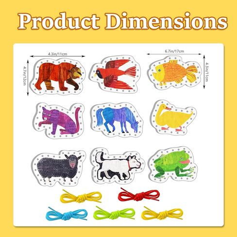 Ai fsem Brown Bear Brown Bear What Do You See Lacing Cards Felt Pieces Sewing Cards Lacing Toy Fine Motor Activities Montessori Toys Toddler Crafts in Saudi Arabia