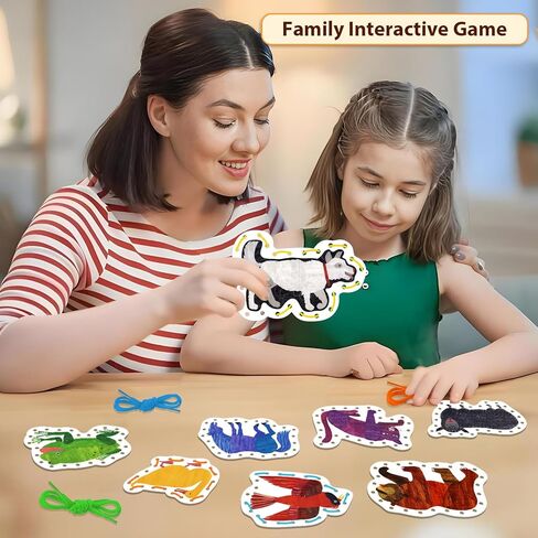 Ai fsem Brown Bear Brown Bear What Do You See Lacing Cards Felt Pieces Sewing Cards Lacing Toy Fine Motor Activities Montessori Toys Toddler Crafts in Saudi Arabia
