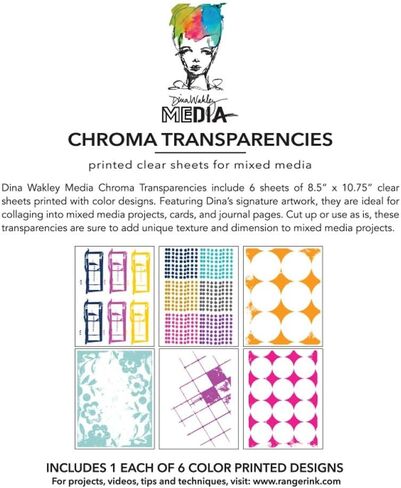 Dina Wakley Media Transparencies, 8.5 x 10.75 inches - Craft Supplies for Mixed Media, Art Collages, Card Making, and Junk Journals - Includes 6 Sheets, Grunge Specimens in Saudi Arabia