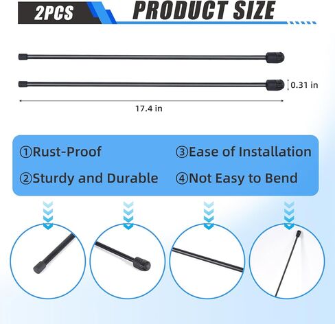 2 Pack 281S0001 Replacement Prop Rod for 10mm Ball-Stud, Universal Rear Tonneau Cover Lid Lift Supports, Compatible with Hard Tri-Fold Pickup/Truck Bed, Truck Cover, Tonneau Cover, Trailer Cover in Saudi Arabia