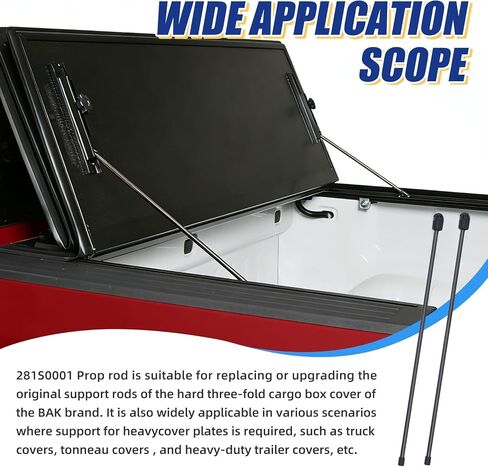 2 Pack 281S0001 Replacement Prop Rod for 10mm Ball-Stud, Universal Rear Tonneau Cover Lid Lift Supports, Compatible with Hard Tri-Fold Pickup/Truck Bed, Truck Cover, Tonneau Cover, Trailer Cover in Saudi Arabia