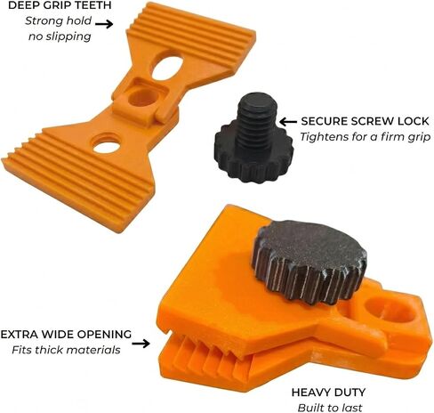 Wide Mouth Tarp Clips Heavy Duty 6 Pack, Made in USA PETG Tarp Clamps with Adjustable Screw, No Grommets Needed, 1/2" Jaw Opening for Tarps, Canopies, Truck Beds, Camping Tie Downs (6) in Saudi Arabia