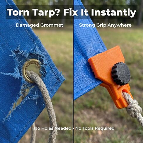 Wide Mouth Tarp Clips Heavy Duty 6 Pack, Made in USA PETG Tarp Clamps with Adjustable Screw, No Grommets Needed, 1/2" Jaw Opening for Tarps, Canopies, Truck Beds, Camping Tie Downs (6) in Saudi Arabia