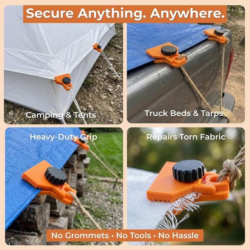 Wide Mouth Tarp Clips Heavy Duty 6 Pack, Made in USA PETG Tarp Clamps with Adjustable Screw, No Grommets Needed, 1/2" Jaw Opening for Tarps, Canopies, Truck Beds, Camping Tie Downs (6) in Saudi Arabia