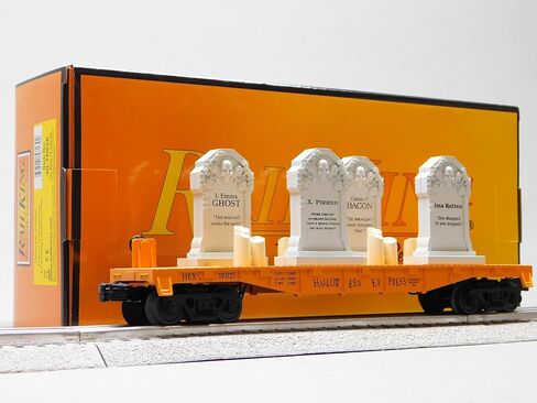 سيارة MTH RAILKING للهالوين البرتقالية المسطحة مع أحجار الرأس والشموع المضيئة الوامضة 30-76926 in Kuwait
