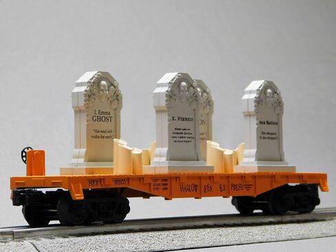 سيارة MTH RAILKING للهالوين البرتقالية المسطحة مع أحجار الرأس والشموع المضيئة الوامضة 30-76926 in Kuwait