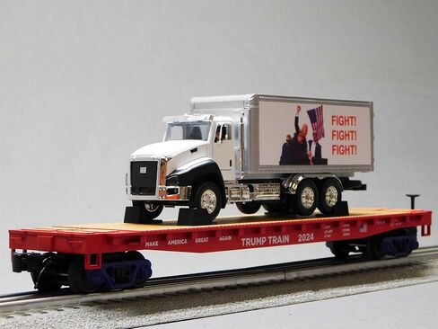 M.T.H. Electric Trains MTH PREMEIR Donald Trump Flat CAR W/Box Truck O Gauge 20-92440C in Kuwait