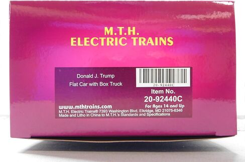 M.T.H. Electric Trains MTH PREMEIR Donald Trump Flat CAR W/Box Truck O Gauge 20-92440C in Kuwait