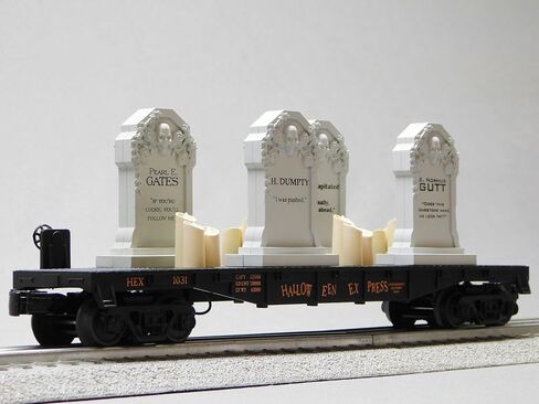 سيارة مسطحة سوداء للهالوين من MTH RAILKING مع أحجار الرأس وشموع وامضة مضاءة 30-76927 in Kuwait