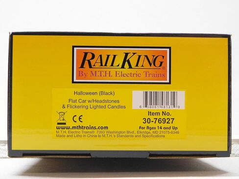 سيارة مسطحة سوداء للهالوين من MTH RAILKING مع أحجار الرأس وشموع وامضة مضاءة 30-76927 in Kuwait