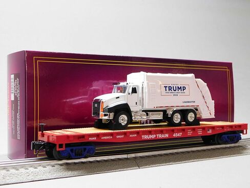M.T.H. Electric Trains MTH PREMEIR Donald Trump Flat CAR W/Garbage Truck O Gauge 20-92440B in Kuwait