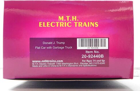 M.T.H. Electric Trains MTH PREMEIR Donald Trump Flat CAR W/Garbage Truck O Gauge 20-92440B in Kuwait