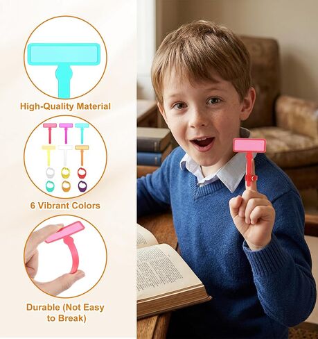 20 Pcs Reading Guide Strips for Kids, Focus Highlighter for Reading with 6 Pcs Colored Rings Dyslexia Tools Guided Strips with Pointers in Saudi Arabia