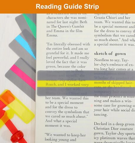 20 Pcs Reading Guide Strips for Kids, Focus Highlighter for Reading with 6 Pcs Colored Rings Dyslexia Tools Guided Strips with Pointers in Saudi Arabia