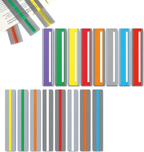 16 Pcs Line Readers for Students, 2 Styles Guided Reading Strips Reading Trackers for Kids - PVC Highlight & Colored Overlay Line Trackers Bookmark (8 Small/8 Large, 9.4 x 5.1 in) in Saudi Arabia