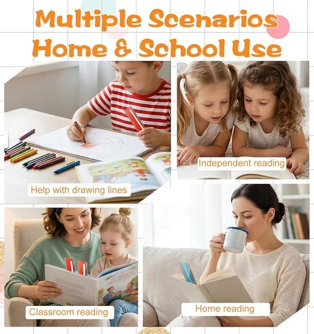 16 Pcs Line Readers for Students, 2 Styles Guided Reading Strips Reading Trackers for Kids - PVC Highlight & Colored Overlay Line Trackers Bookmark (8 Small/8 Large, 9.4 x 5.1 in) in Saudi Arabia