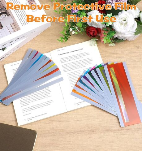 16 Pcs Line Readers for Students, 2 Styles Guided Reading Strips Reading Trackers for Kids - PVC Highlight & Colored Overlay Line Trackers Bookmark (8 Small/8 Large, 9.4 x 5.1 in) in Saudi Arabia