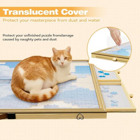 1500 Pcs Portable Jigsaw Puzzle Board with 4 Drawers and Cover, Adjustable Puzzle Table, Frame for Wall Art Display 33.3"x24.2" in Saudi Arabia