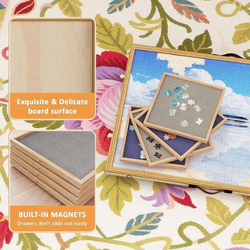 1500 Pcs Portable Jigsaw Puzzle Board with 4 Drawers and Cover, Adjustable Puzzle Table, Frame for Wall Art Display 33.3"x24.2" in Saudi Arabia