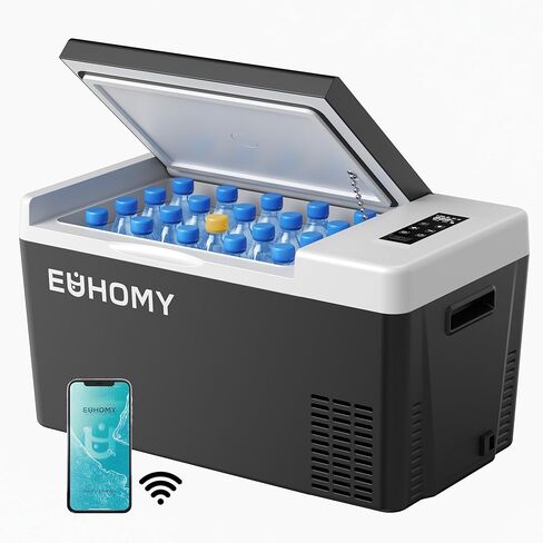ثلاجة EUHOMY 12 فولت، 31QT(29L) ضاغط كهربائي للتحكم في التطبيق، ثلاجة سيارة -4 درجة فهرنهايت ~ 68 درجة فهرنهايت، ثلاجة محمولة 12/24 فولت تيار مستمر 100-240 فولت تيار متردد، فريزر محمول للتخييم والسفر والقارب in Kuwait