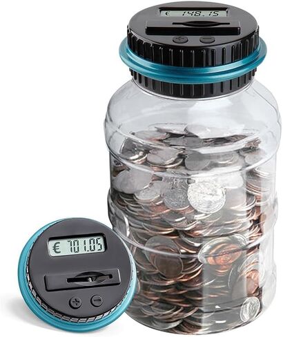 Large Piggy Bank for All Coins - Digital Coin Counting Bank with LCD Counter 1.8L Capacity Coin Bank Money Jar for Adults in Kuwait