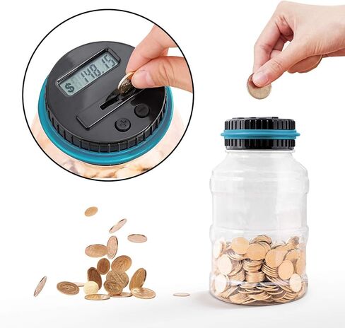 Large Piggy Bank for All Coins - Digital Coin Counting Bank with LCD Counter 1.8L Capacity Coin Bank Money Jar for Adults in Kuwait