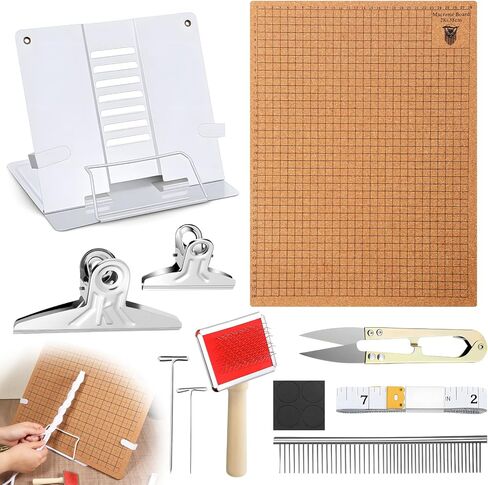 SHENLIU 108 Pcs Macrame Kit 12×16 Inch Macrame Board and Pins, Double Sided Grids Handmade Braiding Making Board, Metal Adjustable Holder, Brush Scissor Ruler for Bracelet Creating, Knotting Creations in Saudi Arabia