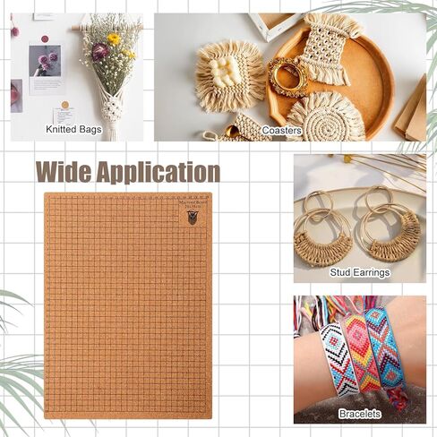 SHENLIU 108 Pcs Macrame Kit 12×16 Inch Macrame Board and Pins, Double Sided Grids Handmade Braiding Making Board, Metal Adjustable Holder, Brush Scissor Ruler for Bracelet Creating, Knotting Creations in Saudi Arabia