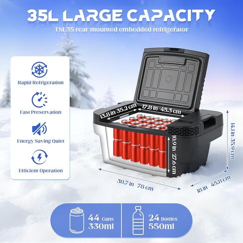37QT(35L) Car Refrigerator for Tesla Model Y, Portable Freezer/Fridge with APP/Touch Control, Cooler for Tesla -4℉~68℉,12/24V DC/AC, Space-Saving Design for Home, Camping & Road Trips in Saudi Arabia