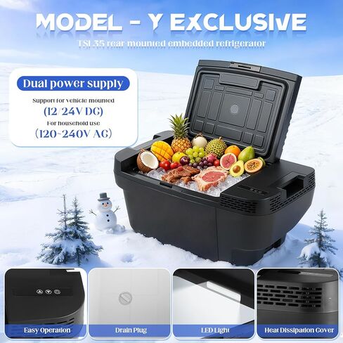 37QT(35L) Car Refrigerator for Tesla Model Y, Portable Freezer/Fridge with APP/Touch Control, Cooler for Tesla -4℉~68℉,12/24V DC/AC, Space-Saving Design for Home, Camping & Road Trips in Saudi Arabia