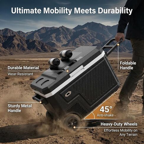 Fullwatt 12 Volt Refrigerator, 48QT(45L) Dual-Zone Electric Cooler for Car with Air Cooler, Portable Freezer 12/24V DC 100-240V AC Tool Battery Interface, -4℉~68℉ for Camping, Fishing, Travel, Picnic in Saudi Arabia