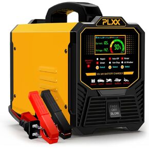 PLXX 12V 24V Car Battery Charger Heavy Duty 0-15A Automatic Smart Trickle Charger with Auto Shutoffs, Repair, Winter Mode, for Automotive Car Truck Motorcycle Lawn Mower Boat Marine AGM in Kuwait