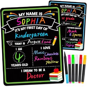 First & Last Day of School Sign, 14x11.3 Inch Double-Sided 1st Day of School Chalkboard with 6 Erasable Chalk Markers, Lightweight Reusable My First Day of School Board for Kids Parents Teachers in Saudi Arabia