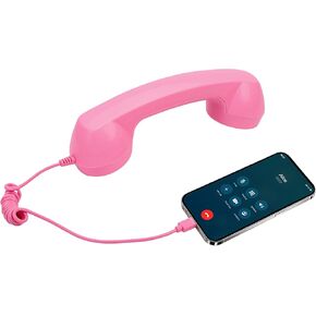 Retro Phone Handset for Type-C, Vintage Wired Plug in Handheld Cell Phone, Plug and Play for Call, with Volume Control & Mic, Noise Reduction, Landline Handle Receiver with Microphone (Pink) in Saudi Arabia