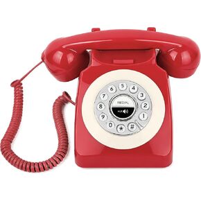 هاتف أرضي تقليدي، هاتف سلكي Uvital Retro ذو زر ضغط، مظهر دوار، زر إعادة الاتصال بهاتف مكتب سلكي عتيق، هاتف كلاسيكي قديم الطراز للمدرسة/المنزل، أزرق in Kuwait
