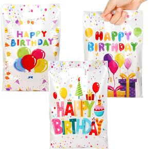 50 PCS Birthday Party Favor Bags - 6.5 x 9.8 Inch Happy Birthday Goodie Bags with Handles - Plastic Gift Treat Bags for Kids Girls & Boys, Party Supplies, Packaging Candy, Toys and Party Favors in Saudi Arabia