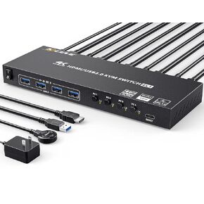 USB C KVM Switch 4K@60Hz,MLEEDA USB C Switch 2 Computers Share 1 Monitor and 4 USB Devices,Compatible with Thunderbolt 3,with 100 W Power Delivery Option,Wired Remote and 3 Cables Included in Saudi Arabia