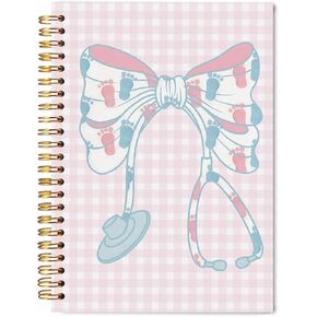 Labor and Delivery Nurse Gifts Spiral Notebook 5.5x8.3, NICU Pediatric Neonatal Nurse Obgyn Gifts, Nursing Medical Office Supplies for Work, Coquette Stethoscope Bow Medical Journaling Notebooks in Saudi Arabia