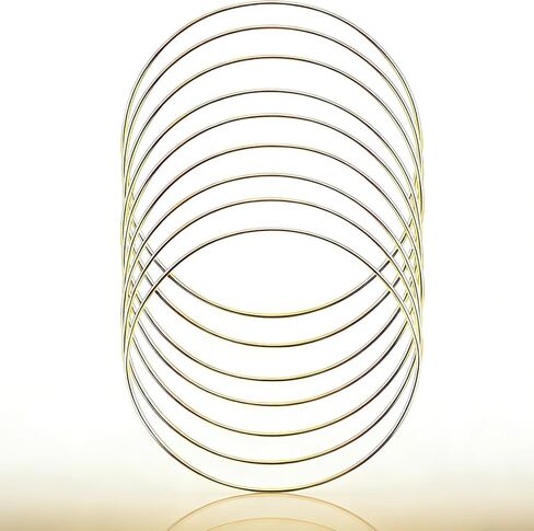 10PCS Dream Catcher Rings, Wreath Macrame Rings Gold Metal Floral Hoops Metal Craft Hoops for Making Wedding Wreath Decor Wall Hanging Crafts Table Decorations (2/3/4/5/6 Inch*2Pcs) in Kuwait