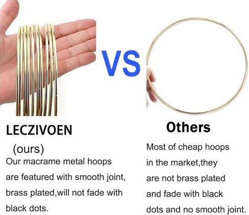 10PCS Dream Catcher Rings, Wreath Macrame Rings Gold Metal Floral Hoops Metal Craft Hoops for Making Wedding Wreath Decor Wall Hanging Crafts Table Decorations (2/3/4/5/6 Inch*2Pcs) in Kuwait