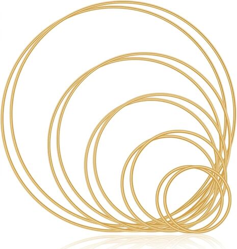 10PCS Dream Catcher Rings, Wreath Macrame Rings Gold Metal Floral Hoops Metal Craft Hoops for Making Wedding Wreath Decor Wall Hanging Crafts Table Decorations (2/3/4/5/6 Inch*2Pcs) in Kuwait