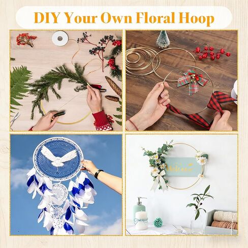 10PCS Dream Catcher Rings, Wreath Macrame Rings Gold Metal Floral Hoops Metal Craft Hoops for Making Wedding Wreath Decor Wall Hanging Crafts Table Decorations (2/3/4/5/6 Inch*2Pcs) in Kuwait